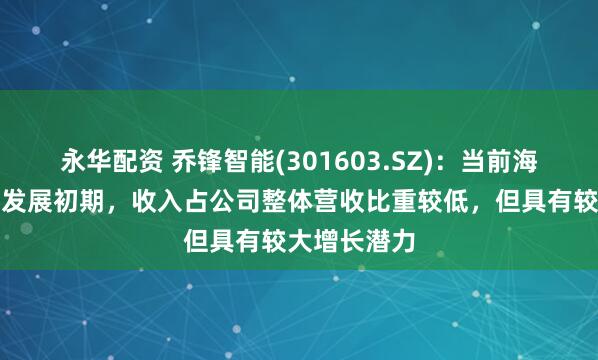 永华配资 乔锋智能(301603.SZ)：当前海外业务尚处发展初期，收入占公司整体营收比重较低，但具有较大增长潜力
